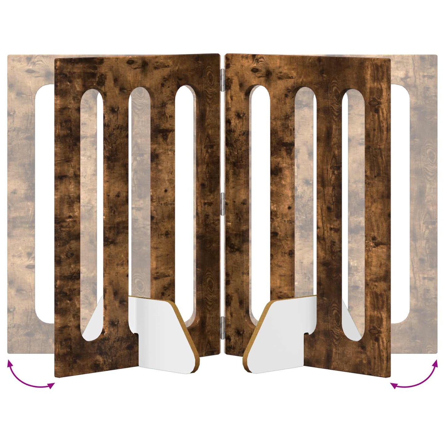 Folding Pet Fence 2 pcs Smoked Oak 100.5 x 38 x 70 cm