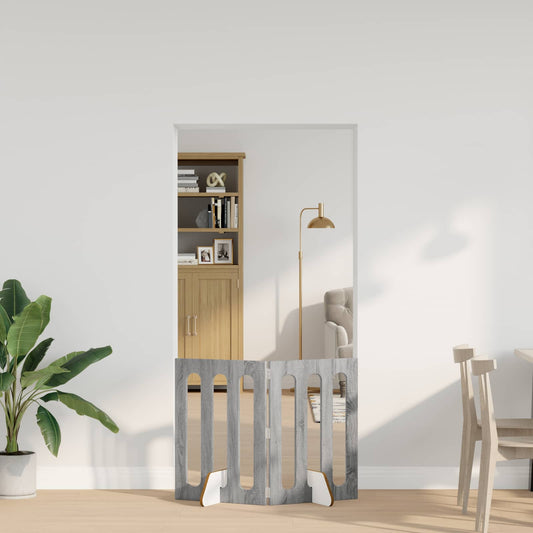 Folding Pet Fence 2 pcs Grey Sonoma 100.5 x 38 x 70 cm