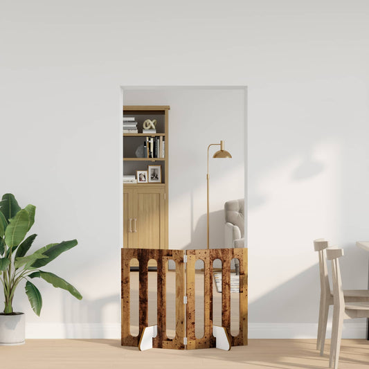 Folding Pet Fence 2 pcs Oak Wood 100.5 x 38 x 70 cm
