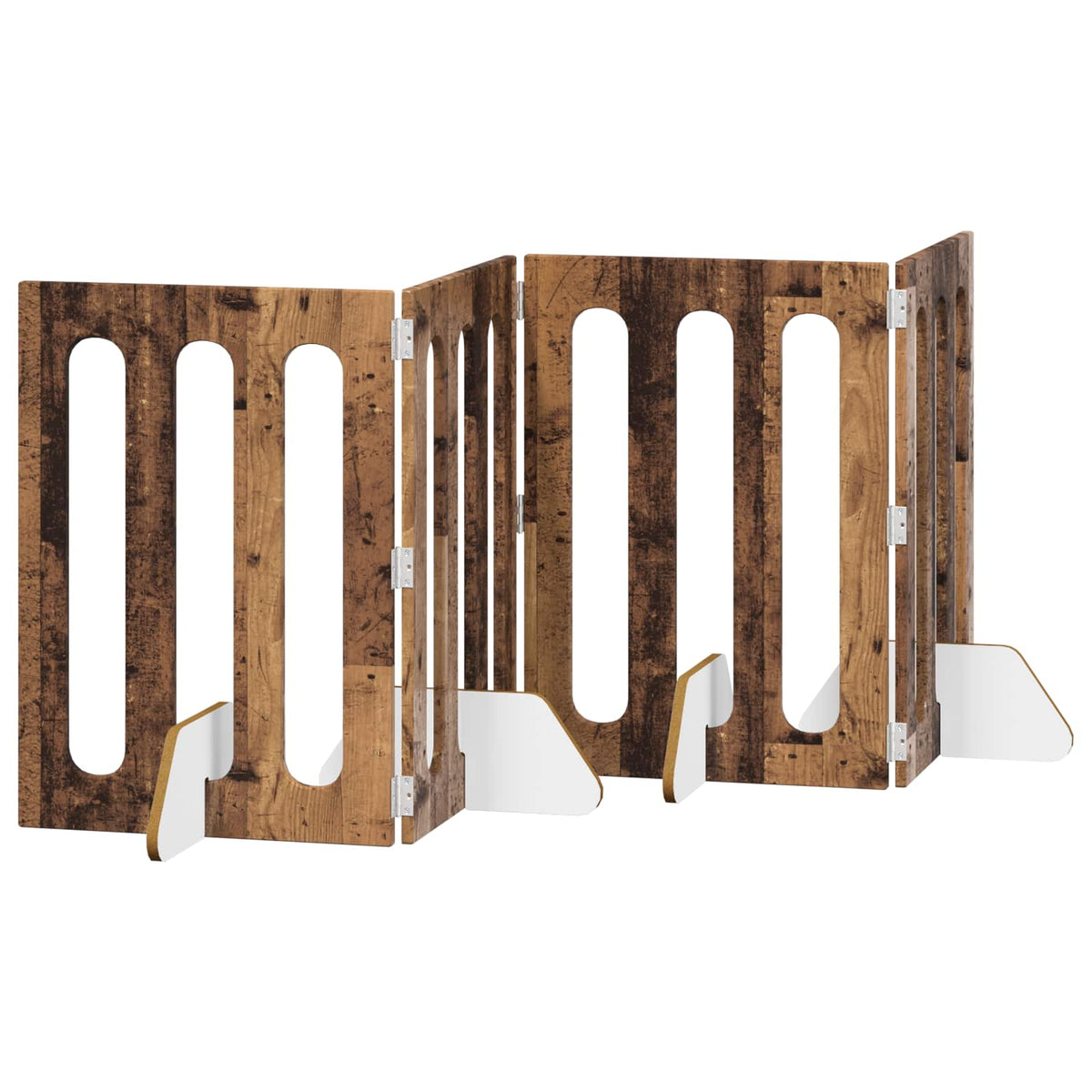 Folding Pet Fence 4 pcs Oak Wood 201 x 38 x 70 cm