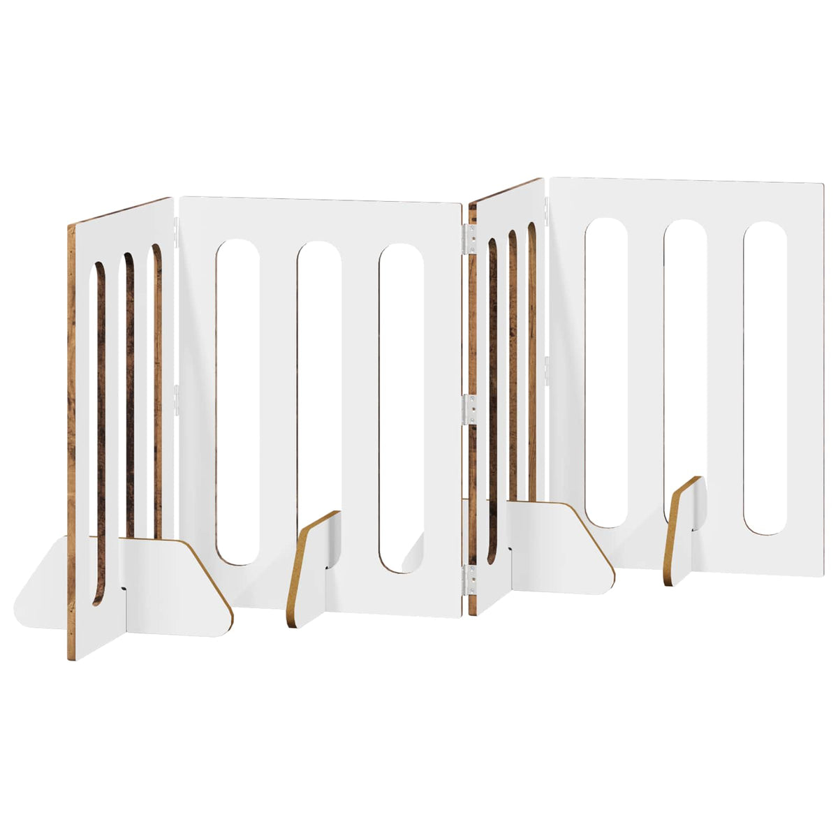 Folding Pet Fence 4 pcs Oak Wood 201 x 38 x 70 cm