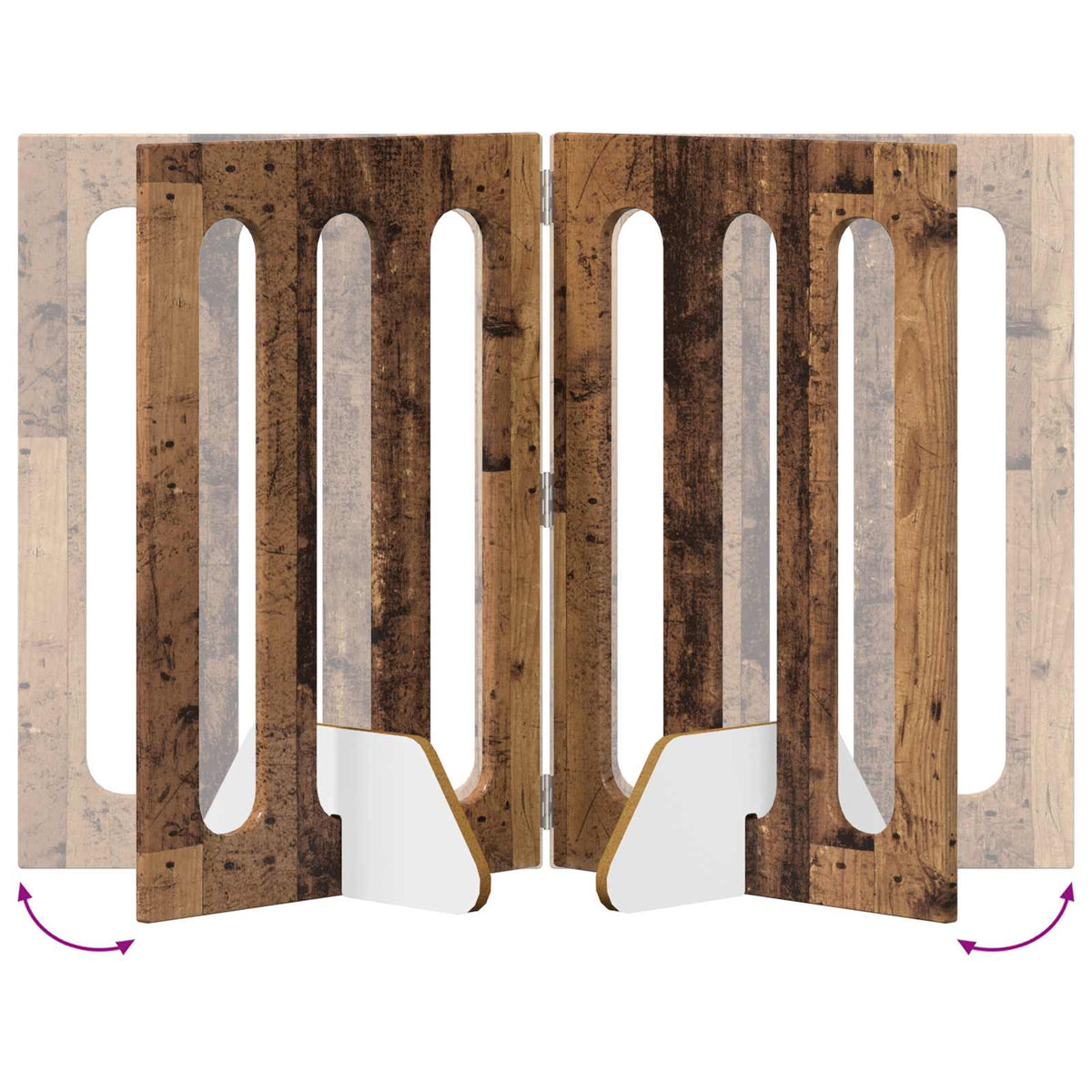 Folding Pet Fence 4 pcs Oak Wood 201 x 38 x 70 cm