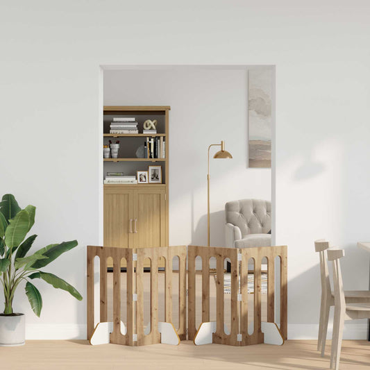Folding Pet Fence 4 pcs Artisan Oak 201 x 38 x 70 cm