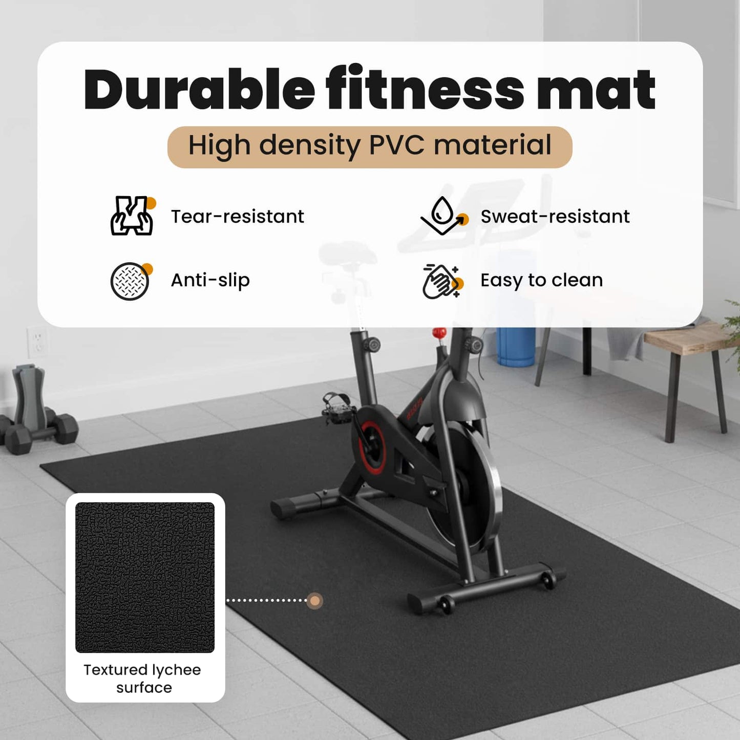 Sport Protection Mat Black 150 x 75 x 0.6 cm High-density PVC