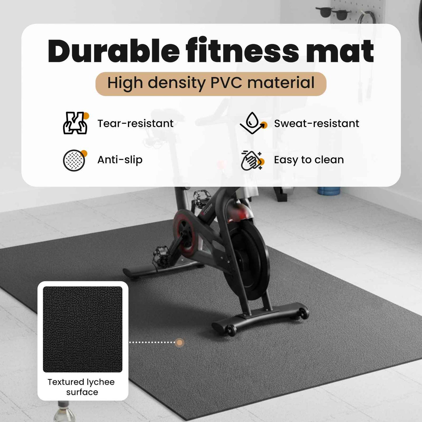 Sport Protection Mat Black 183 x 122 x 0.6 cm High-density PVC