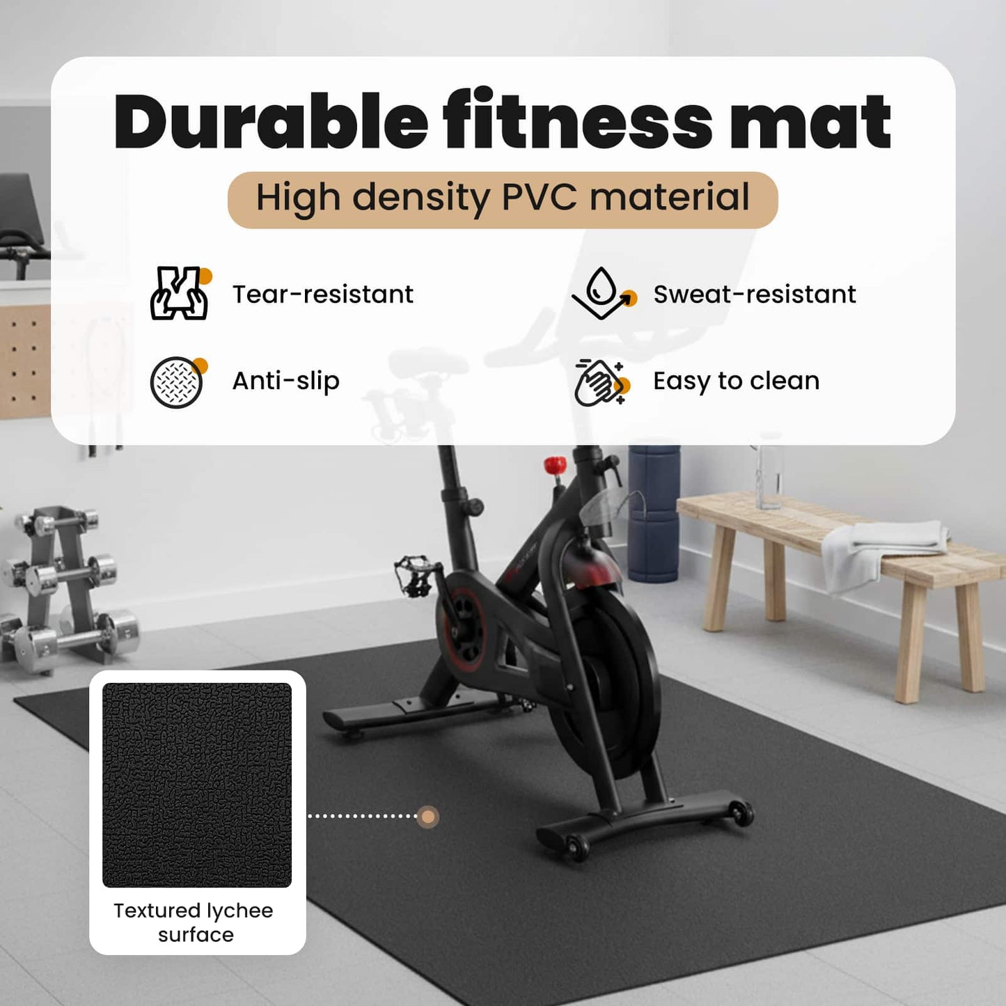 Sport Protection Mat Black 243 x 152 x 0.6 cm High-density PVC
