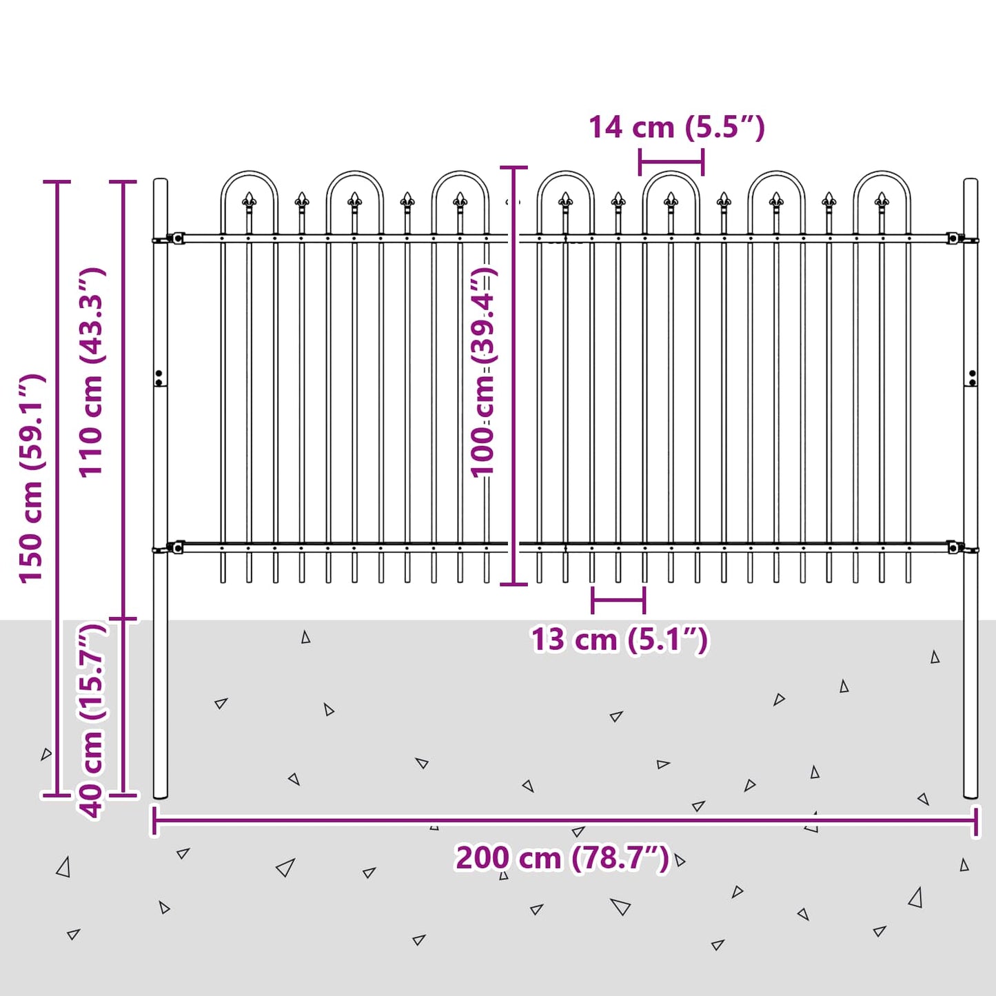 Spike Arch Fence DRONTEN Black