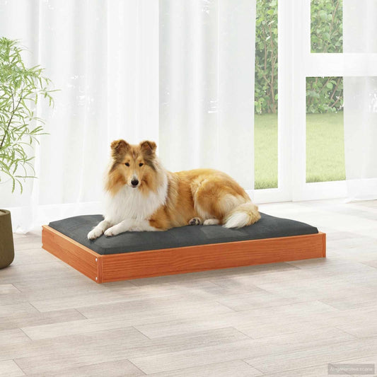 Dog Bed Wax Brown 92 x 64 x 9 cm Solid Pine Wood