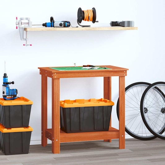Work Bench with Shelf Wax Brown 80 x 50 x 80 cm Solid Pine Wood
