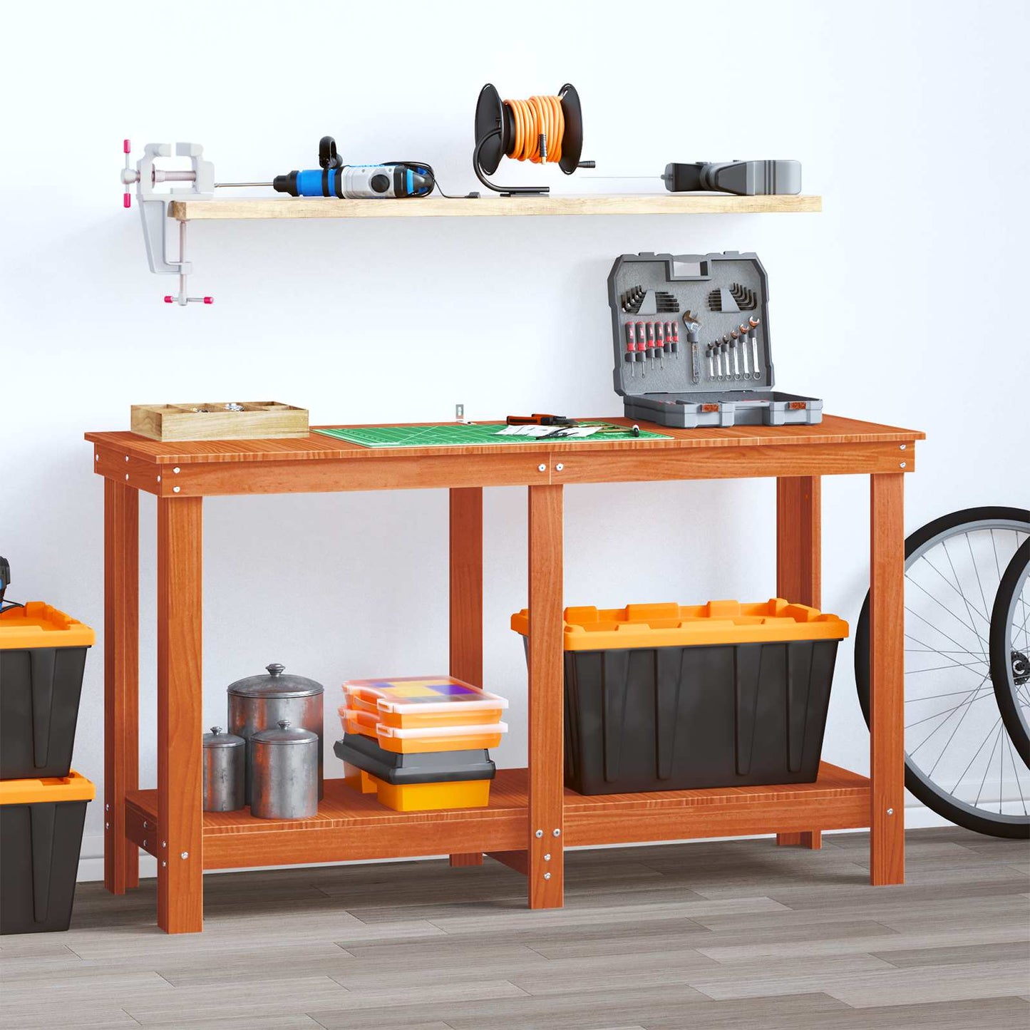 Work Bench Wax Brown 140 x 50 x 80 cm Solid Pine Wood