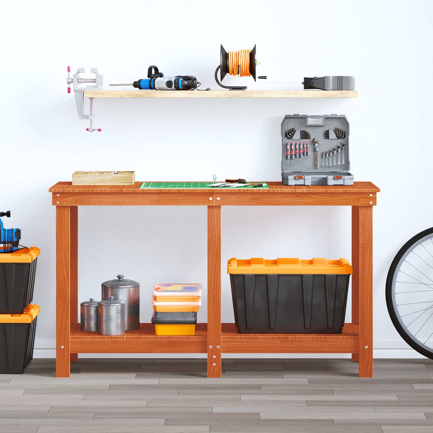 Work Bench Wax Brown 140 x 50 x 80 cm Solid Pine Wood