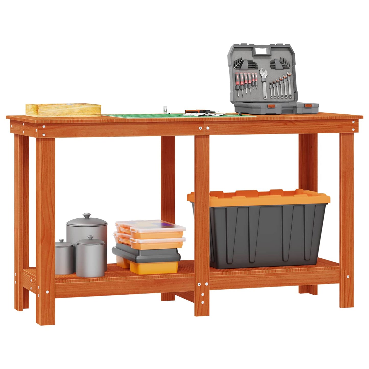 Work Bench Wax Brown 140 x 50 x 80 cm Solid Pine Wood