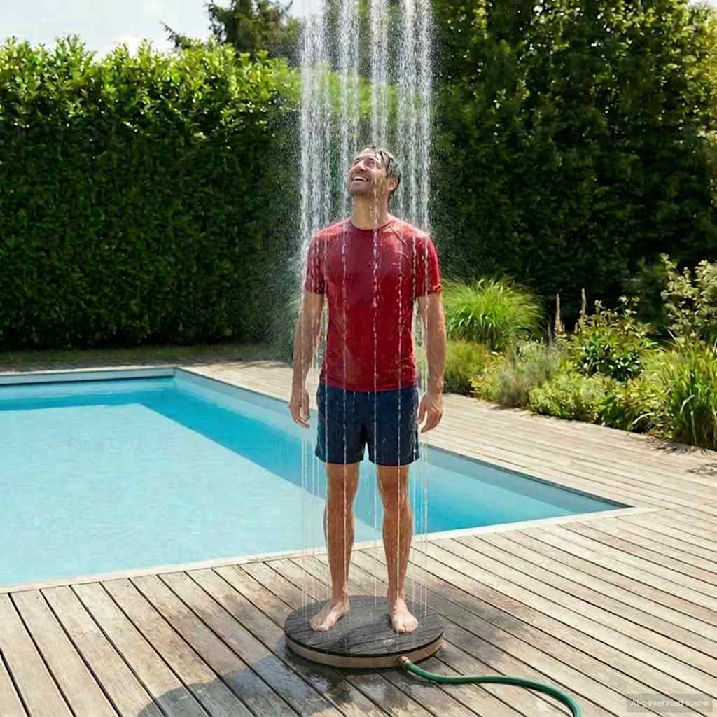 Garden Floor Shower WPC and Stainless Steel 201 Anthracite