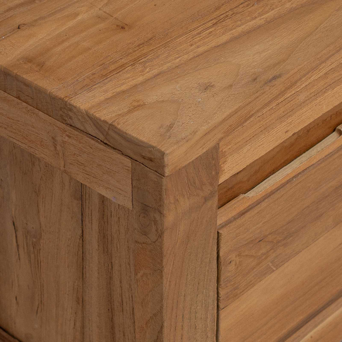 TV Cabinet 110 x 30 x 35 cm Natural Solid Teak Wood