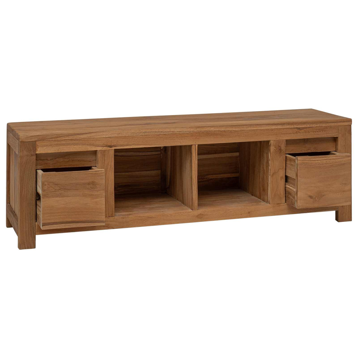 TV Cabinet 110 x 30 x 35 cm Natural Solid Teak Wood