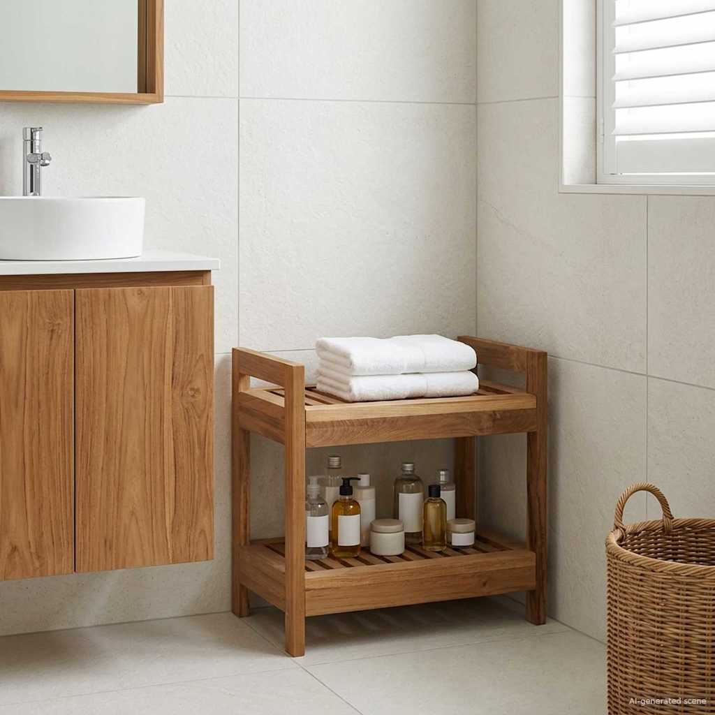 Bathroom Shelf Natural 45 x 30 x 45 cm Solid Teak Wood