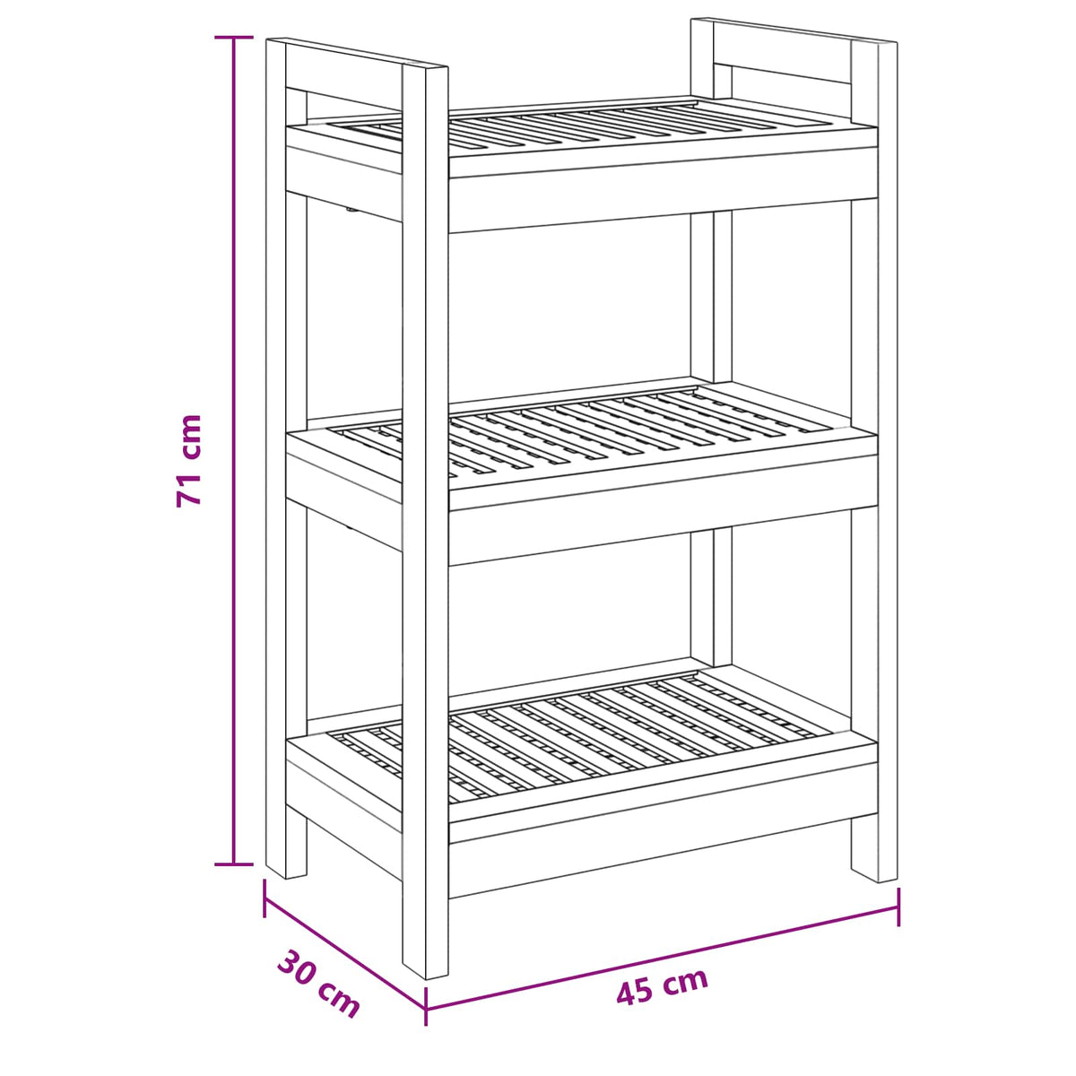 Bathroom Shelf Natural 45 x 30 x 71 cm Solid Teak Wood