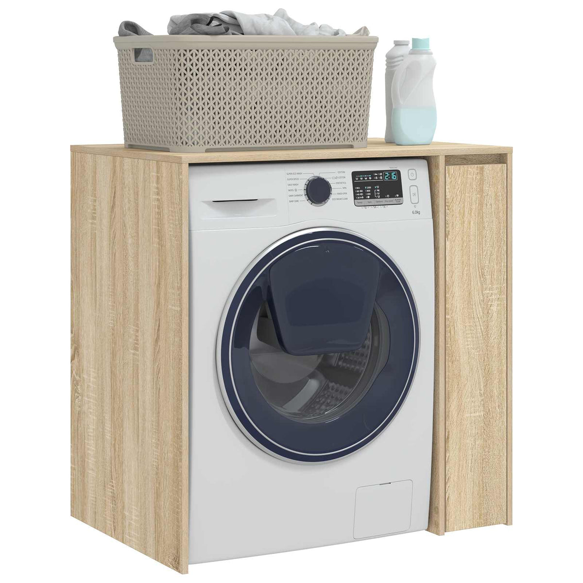 Wash Machine Cabinet with Storage Sonoma oak 87 x 60 x 89 cm