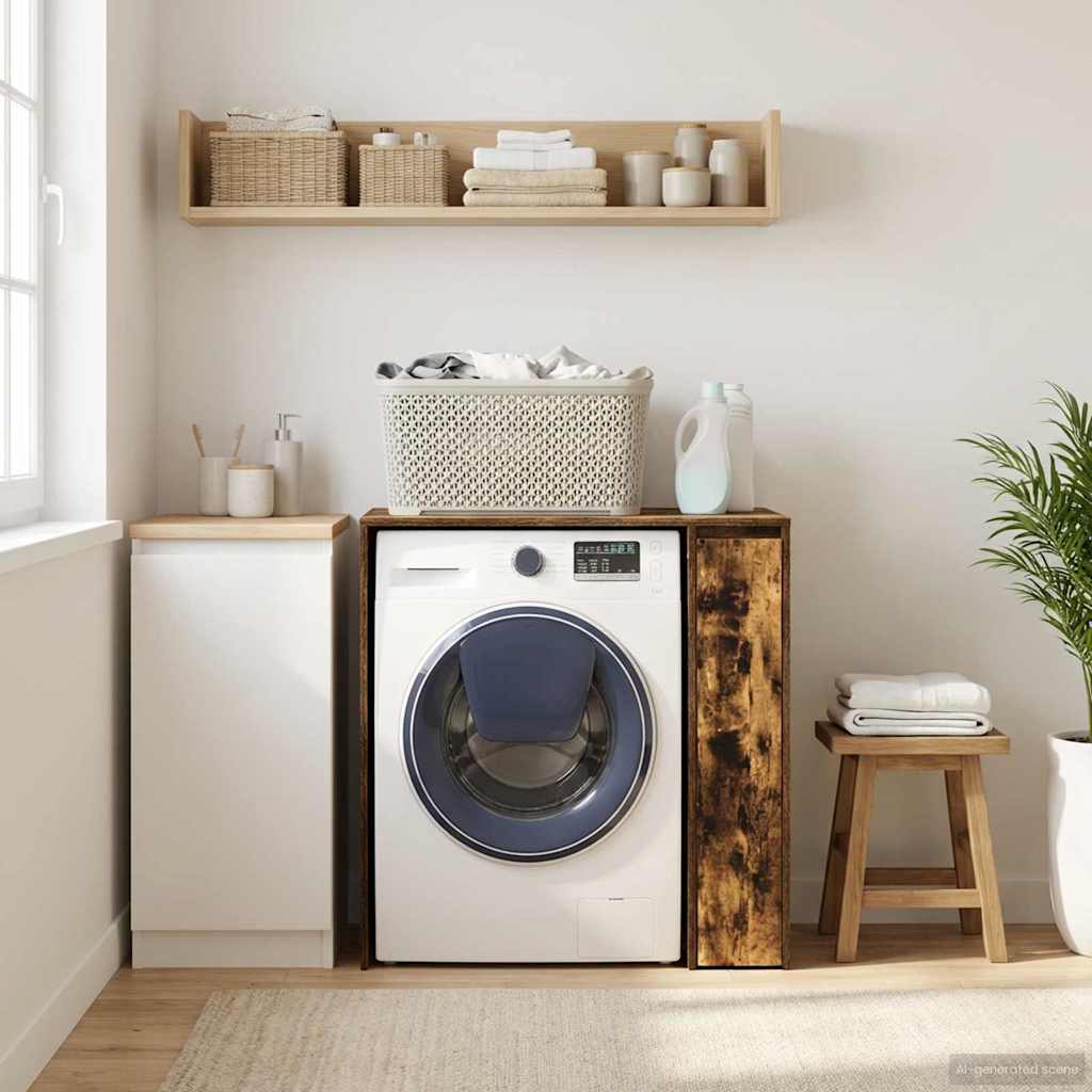Wash Machine Cabinet Smoked Oak 87 x 60 x 89 cm Engineered wood