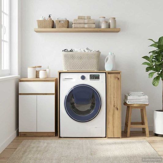 Wash Machine Cabinet with Storage Artisan Oak 87 x 60 x 89 cm