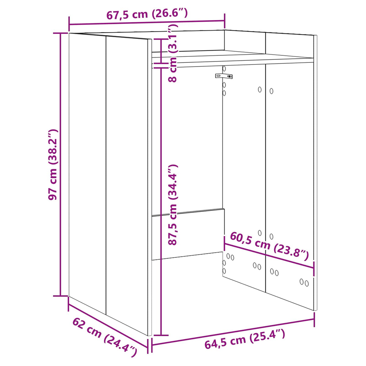 Wash Machine Cabinet Concrete Grey 67.5 x 62 x 97 cm