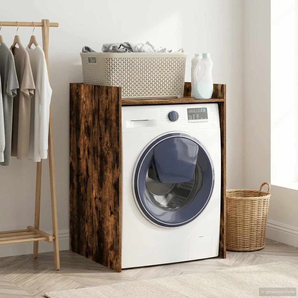 Wash Machine Cabinet with Storage Smoked Oak 67.5 x 62 x 97 cm
