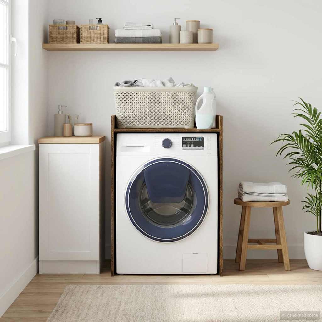 Wash Machine Cabinet with Storage Smoked Oak 67.5 x 62 x 97 cm
