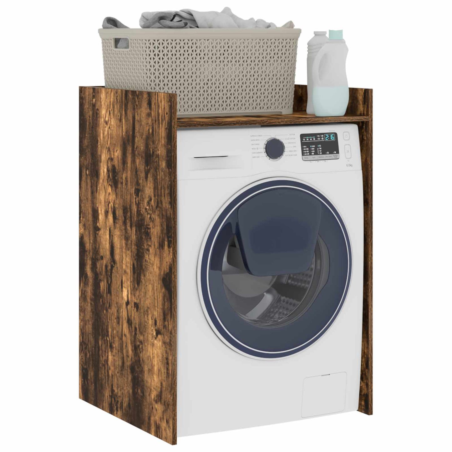 Wash Machine Cabinet with Storage Smoked Oak 67.5 x 62 x 97 cm