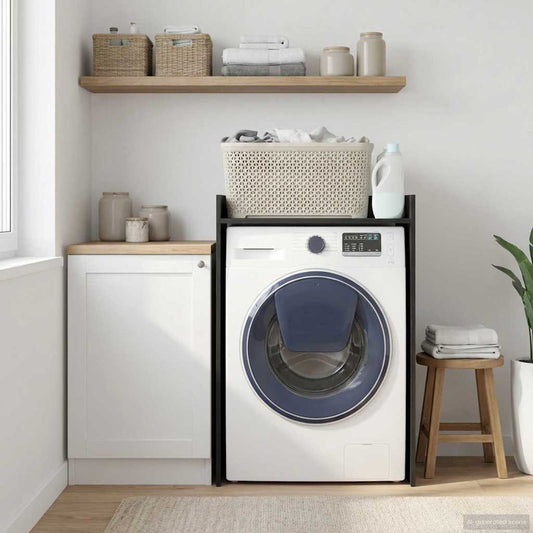 Wash Machine Cabinet with Storage Black Oak 67.5 x 48 x 97 cm