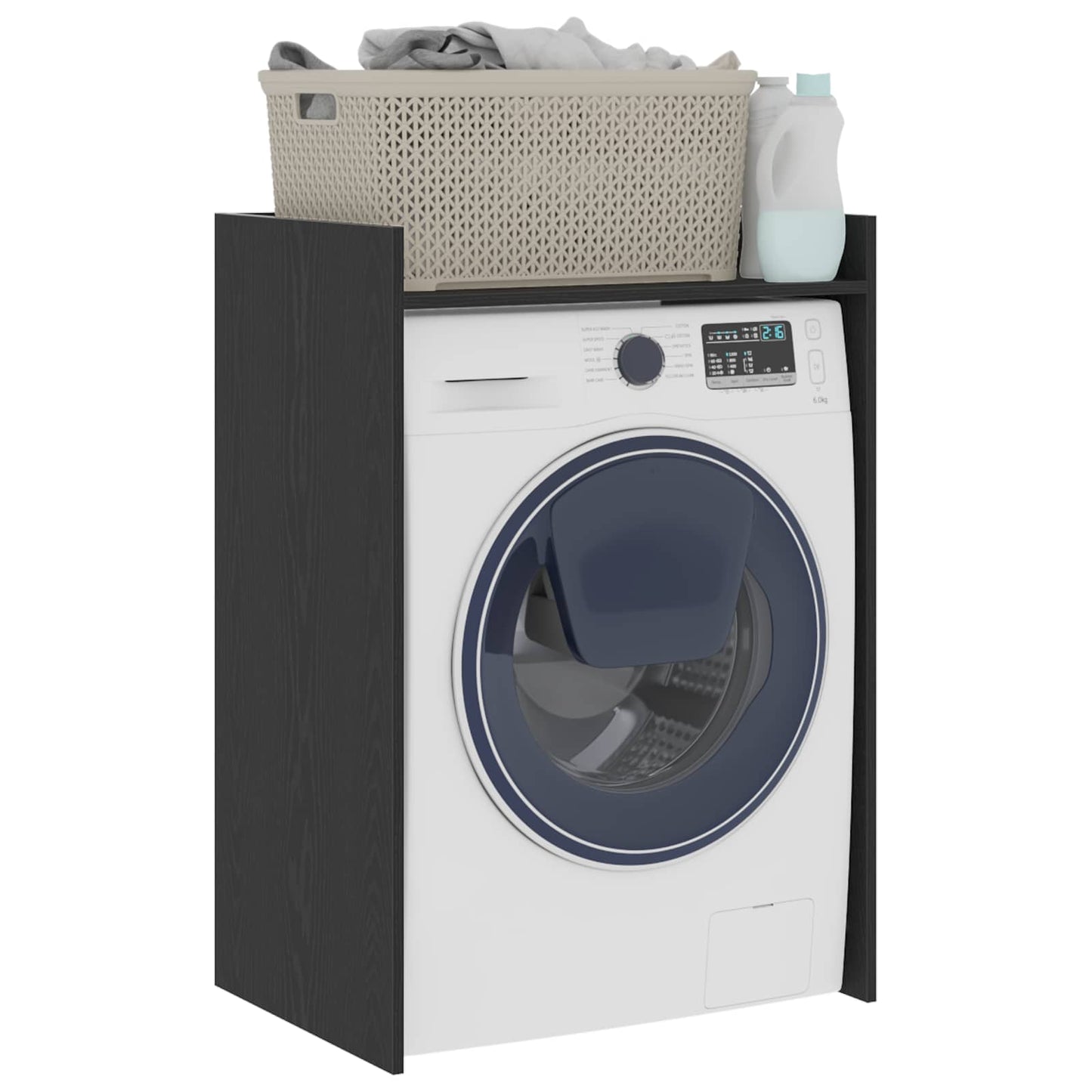Wash Machine Cabinet with Storage Black Oak 67.5 x 48 x 97 cm