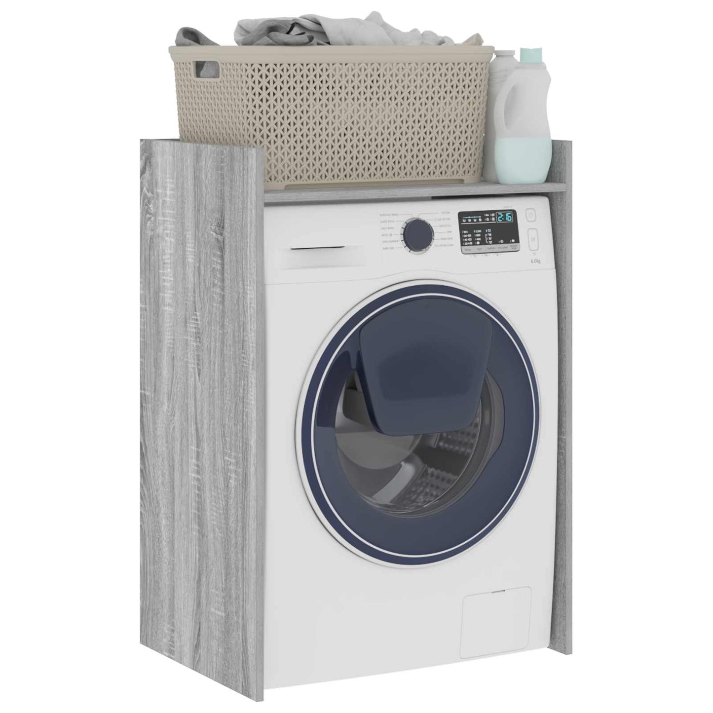 Wash Machine Cabinet with Storage Grey Sonoma 67.5 x 48 x 97 cm