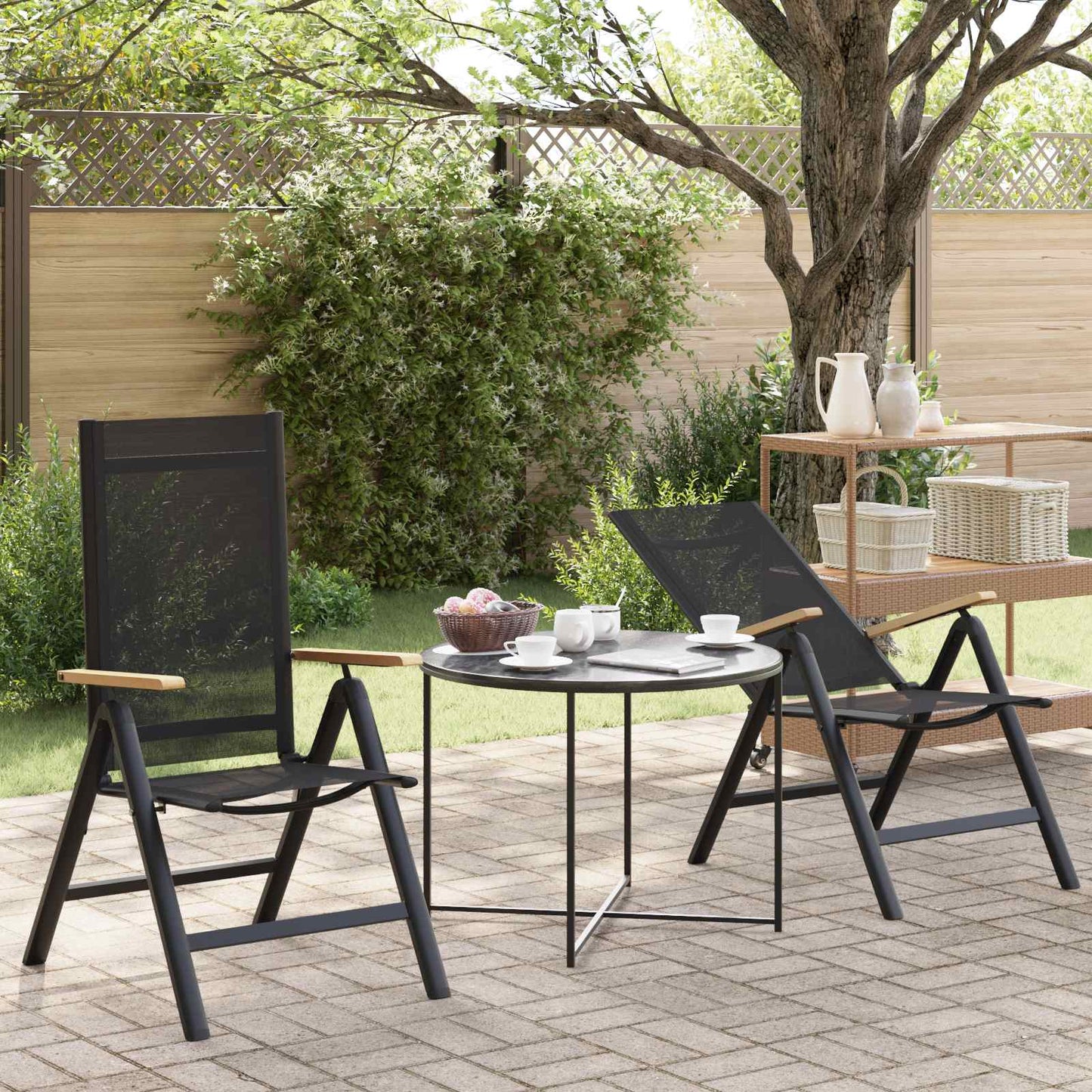 Reclining Garden Chairs 2 pcs Black 58 x 73 x 111.5 cm