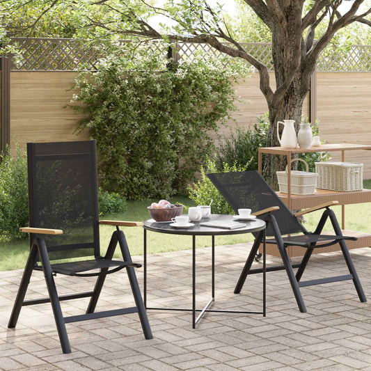 Reclining Garden Chairs 2 pcs Black Textilene