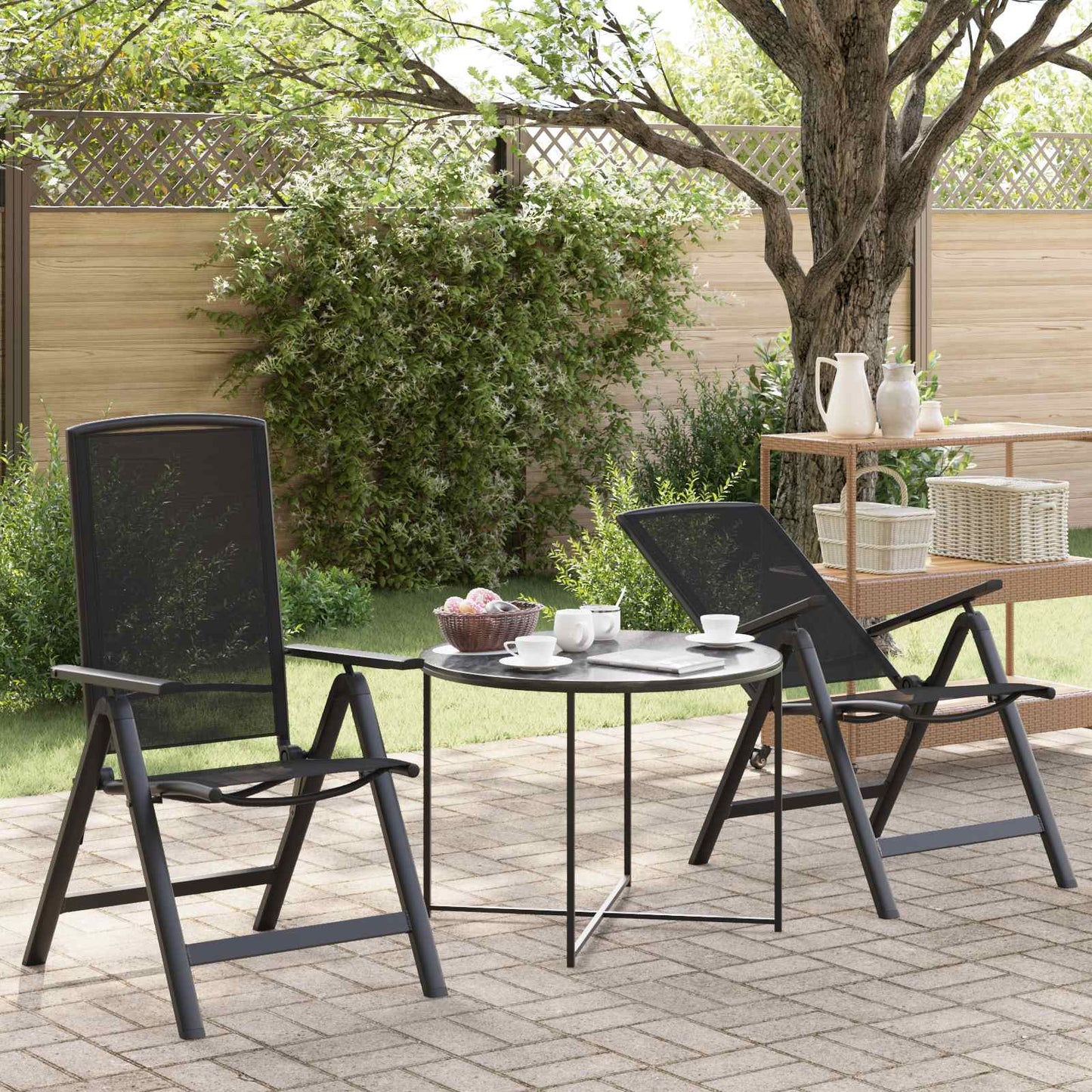 Reclining Garden Chairs 2 pcs Black 58 x 71 x 112 cm Textilene