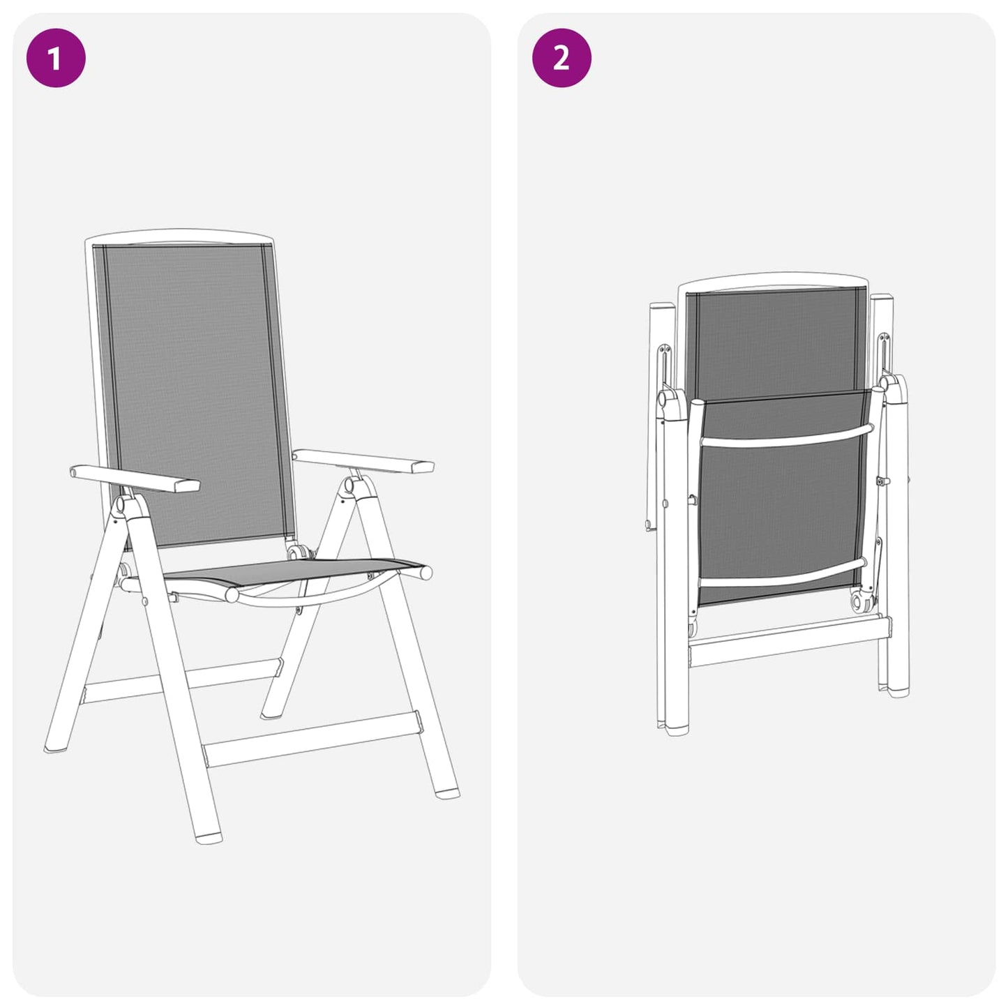 Reclining Garden Chairs 2 pcs Black 58 x 71 x 112 cm Textilene