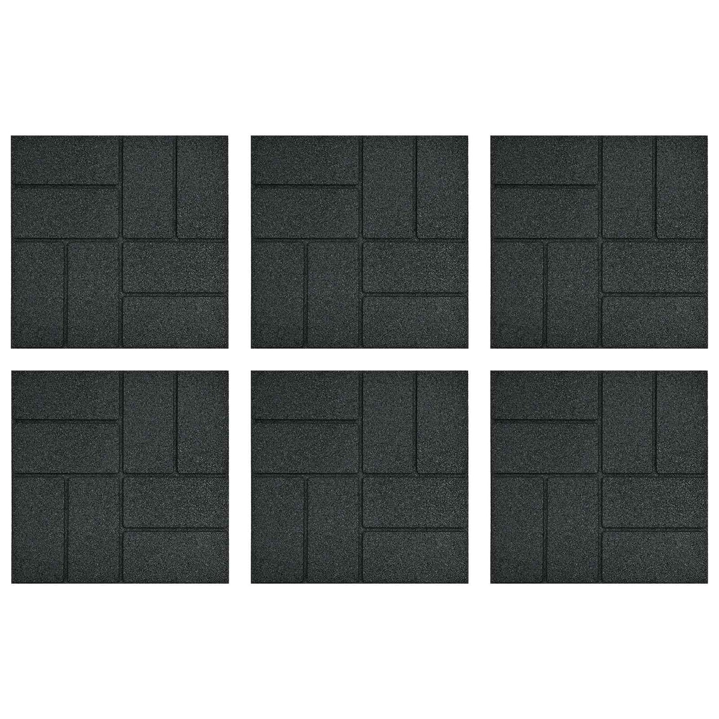 Stepping Stone 6 pcs Black 40.5 x 40.5 x 2 cm Rubber