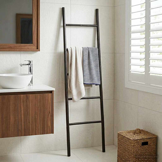 Blanket Ladder Black 40 x 150 cm Bamboo