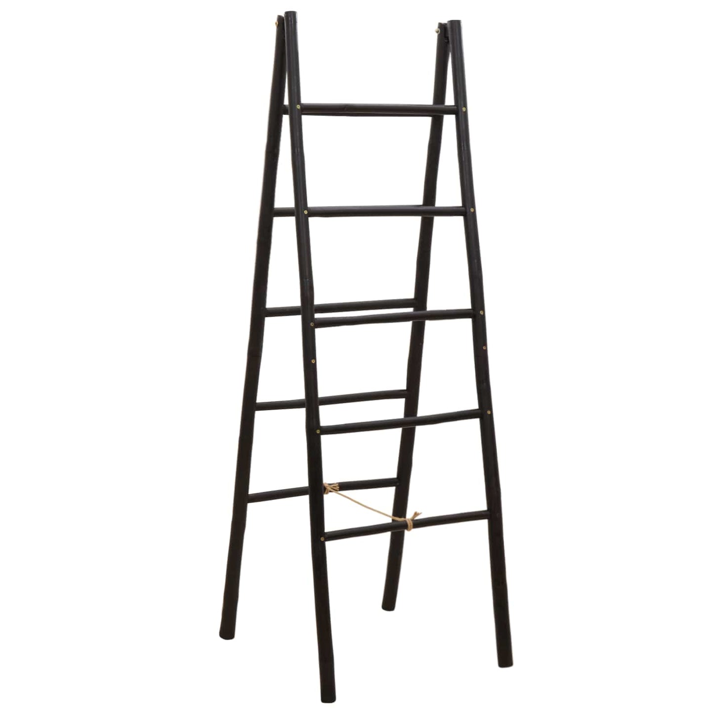 Double-Sided Blanket Ladder Black 50 x 50 x 159 cm Bamboo