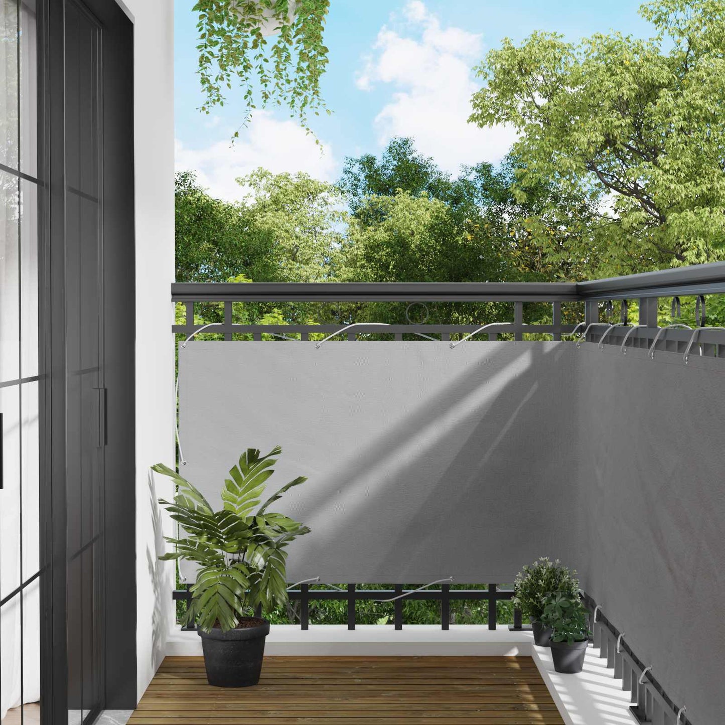 Balcony Screen 90 x 200 cm PU coated oxford alu