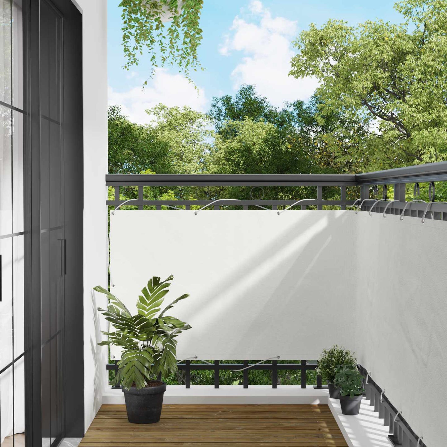Balcony Screen White 100 x 500 cm Oxford Fabric