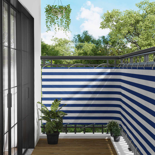 Balcony Screen Blue and White 110 x 700 cm Oxford Fabric