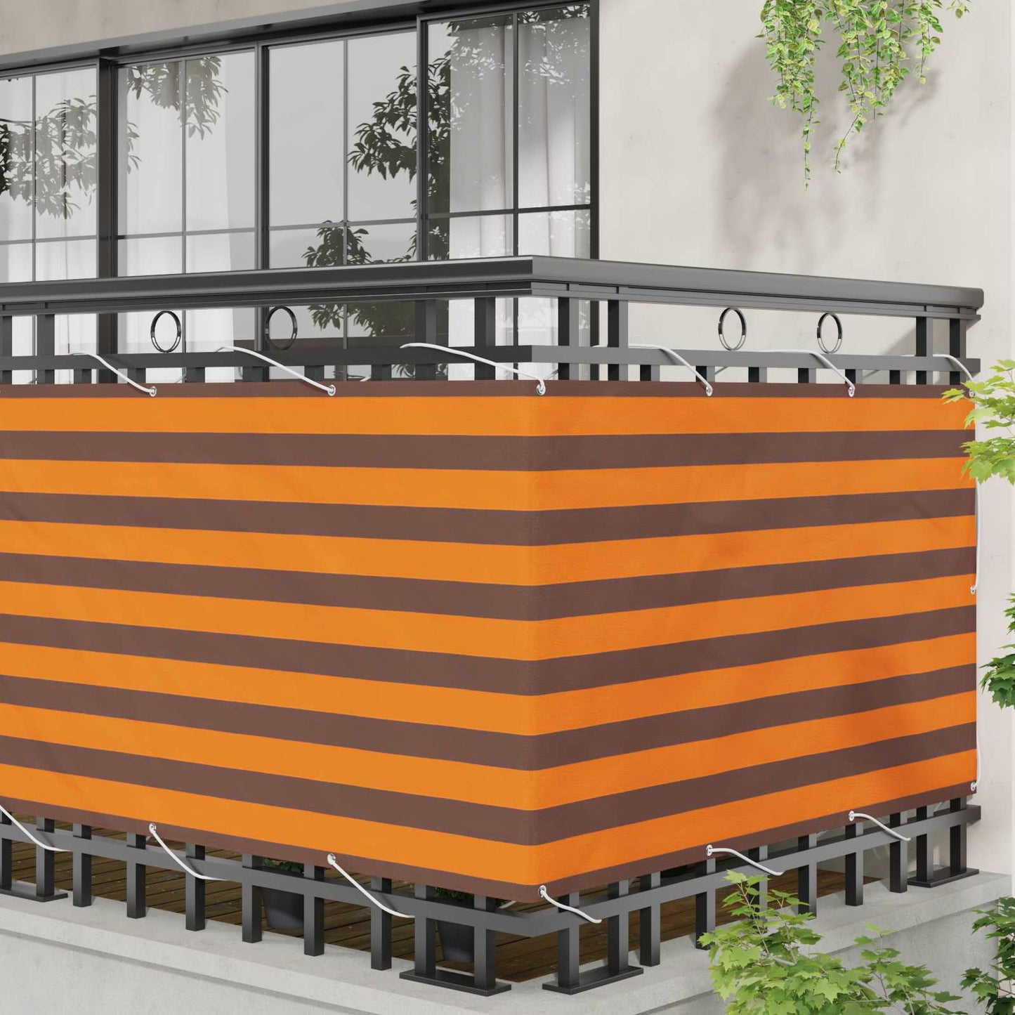 Balcony Screen Orange and Brown 100 x 800 cm Oxford Fabric