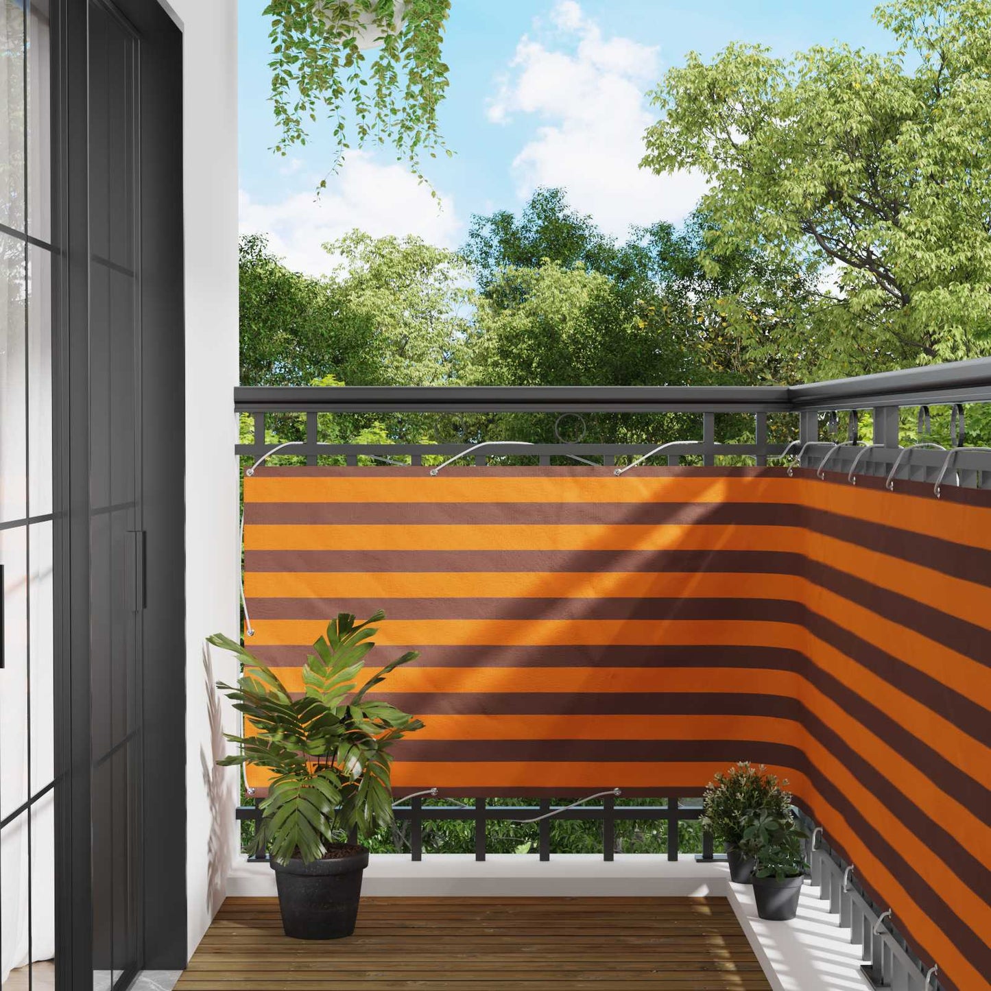 Balcony Screen Orange and Brown 100 x 1000 cm Oxford Fabric