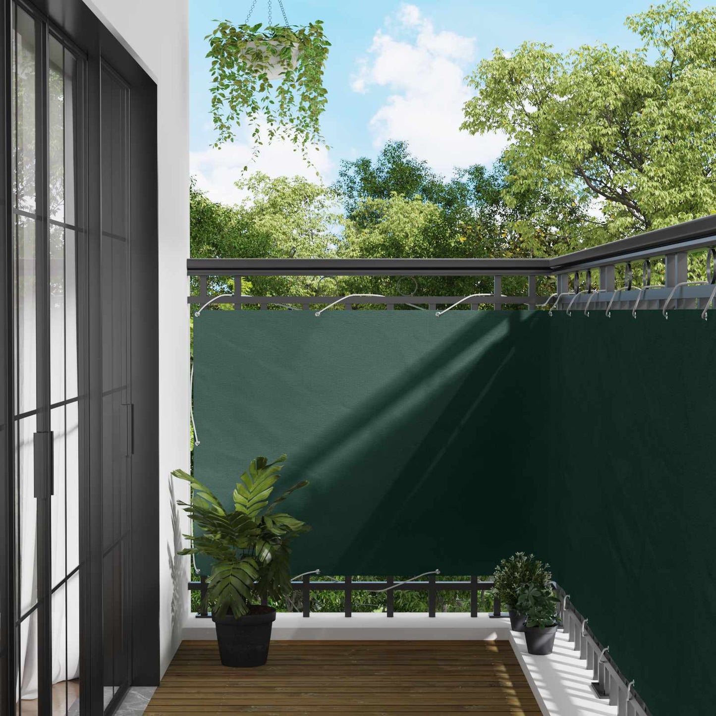 Balcony Screen Dark Green 110 x 300 cm Oxford Fabric