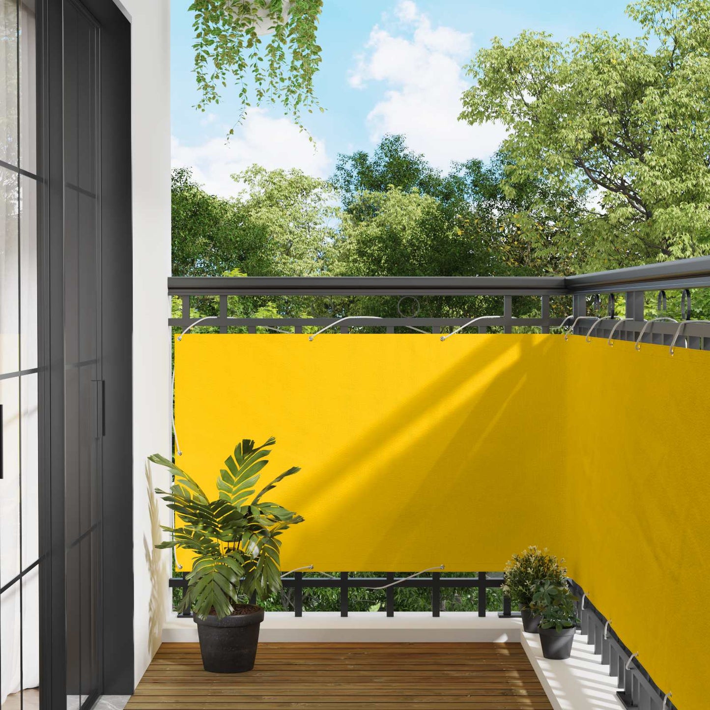Balcony Screen Yellow 100 x 400 cm Oxford Fabric
