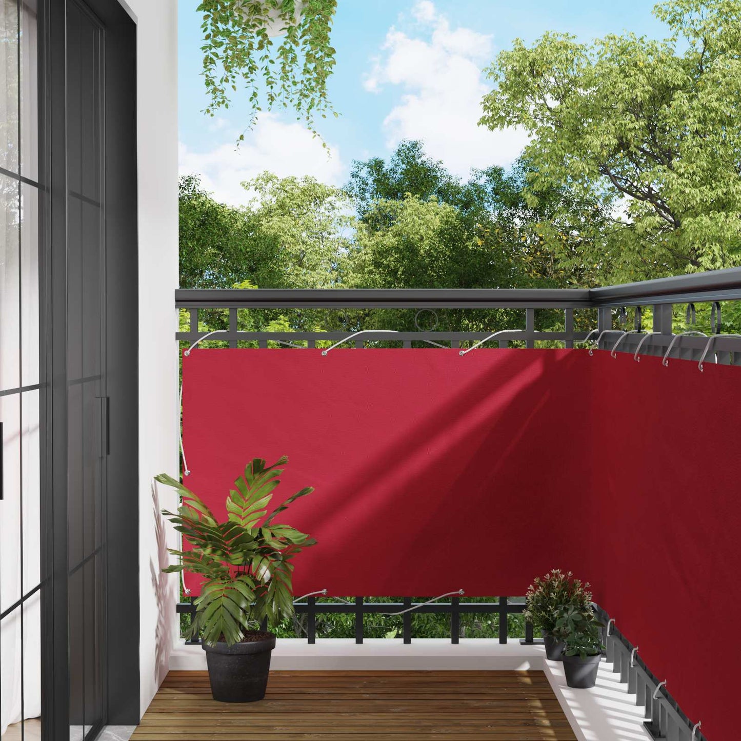 Balcony Screen Red 100 x 800 cm Oxford Fabric