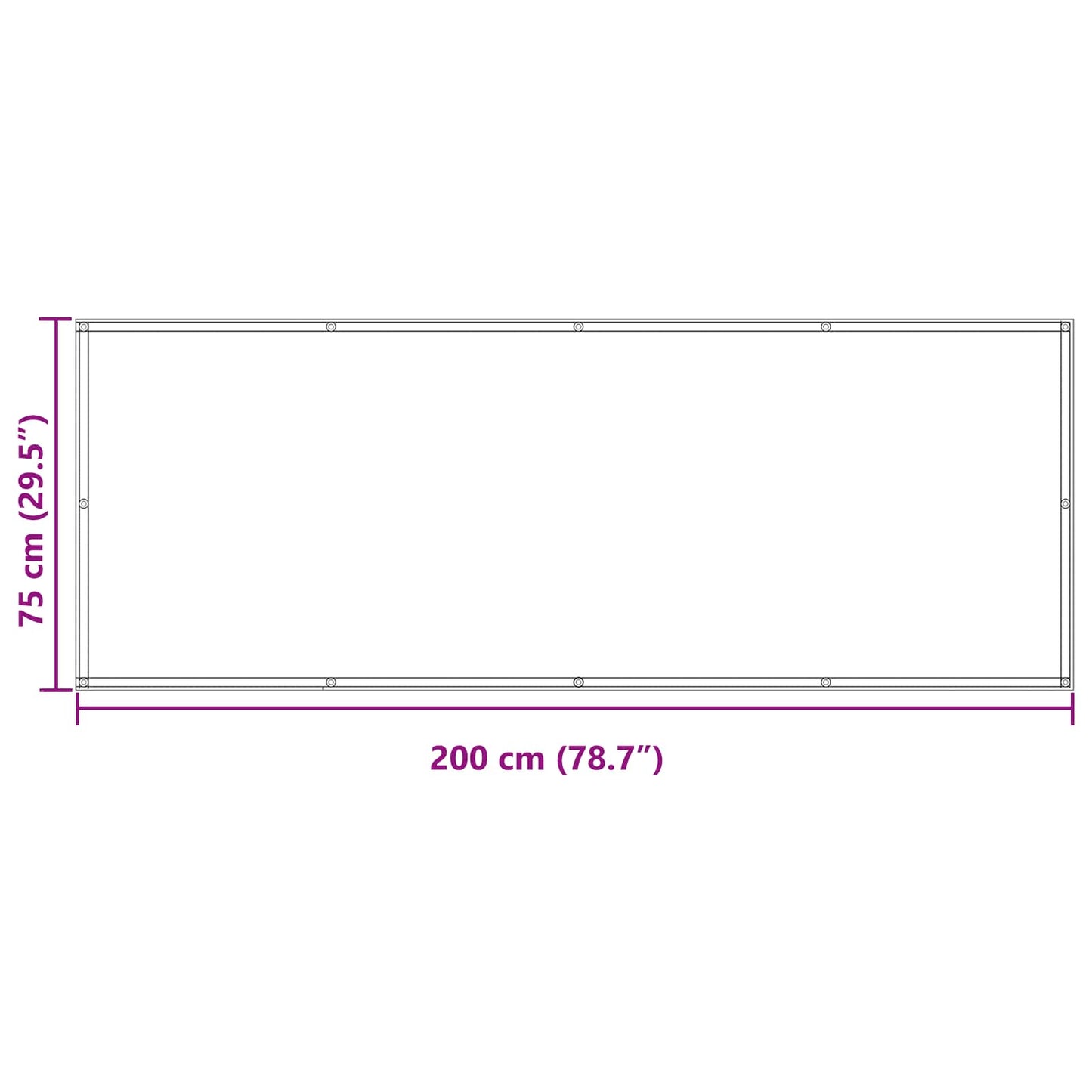 Balcony Screen 75 x 200 cm Oxford Fabric Rectangular Black