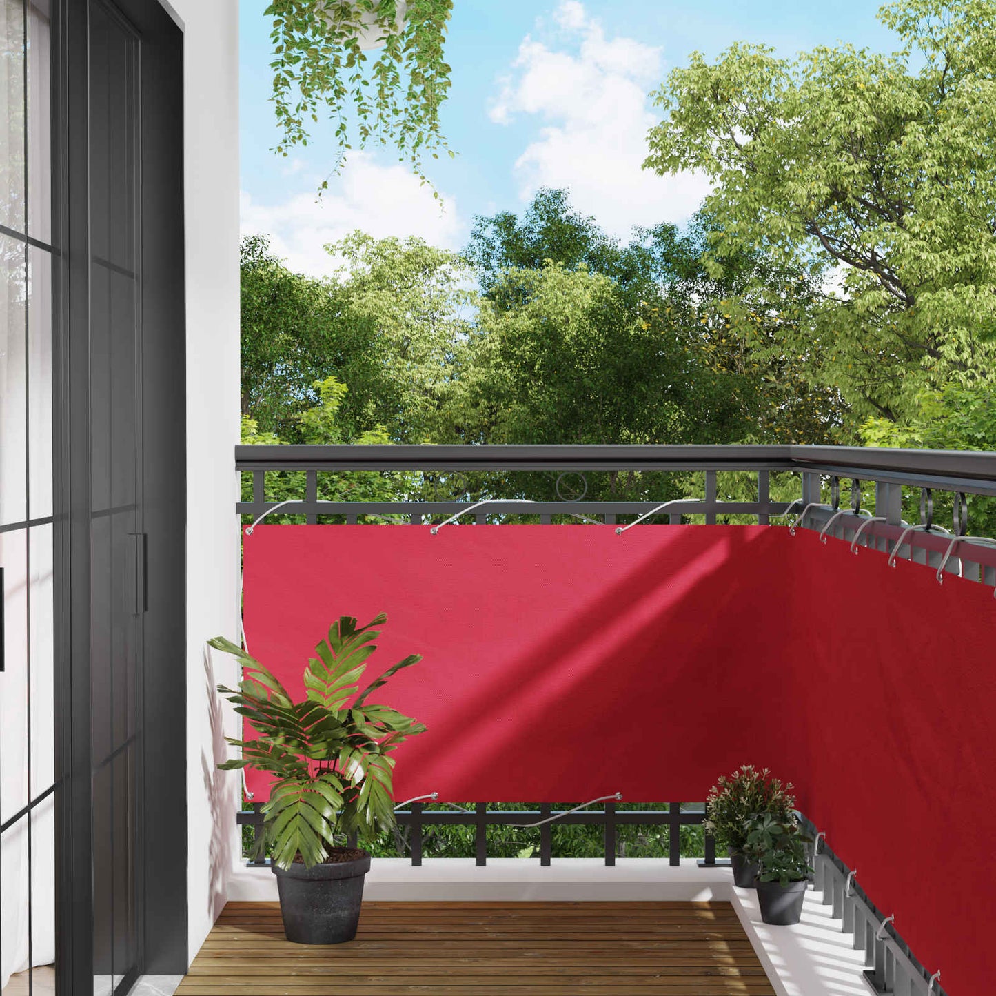 Balcony Screen Burgundy 75 x 500 cm PU coated oxford alu