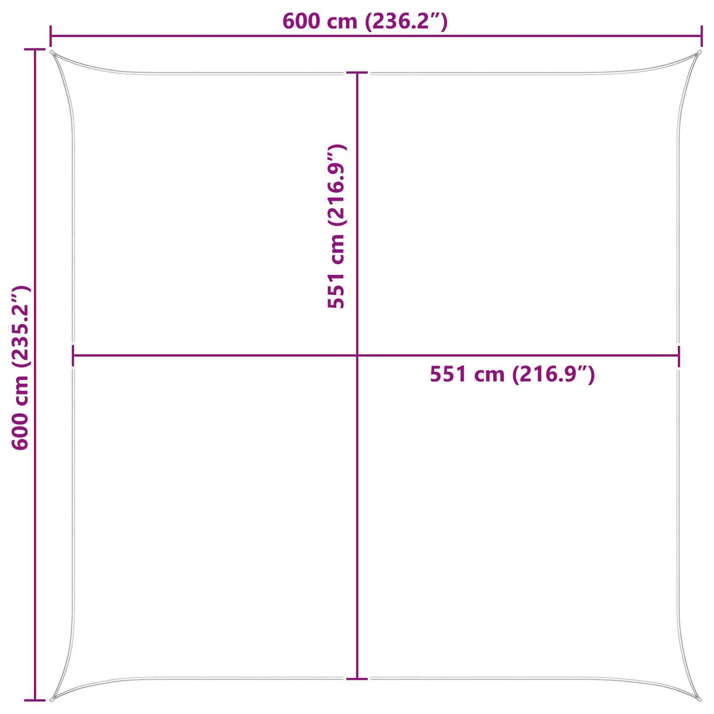 Sun Shade Sail Orange and Brown 6 x 6 m 100% Polyester Oxford