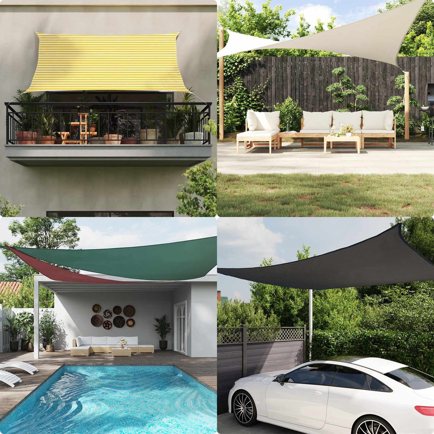 Sun Shade Sail Yellow and White 4.5 x 4.5 m